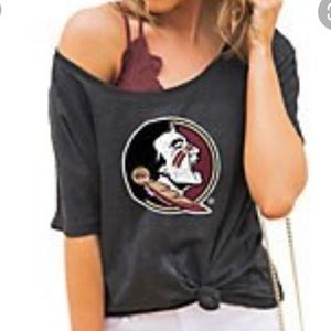 Off-the-shoulder FSU Tee ❤️💛